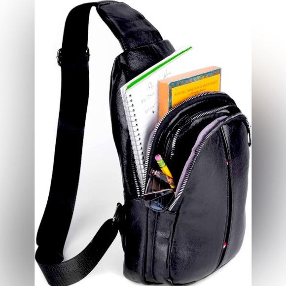 WESTEND Crossbody Leather Sling Bag with Adjustable Strap-Travel Small Daypack - Picture 3 of 3